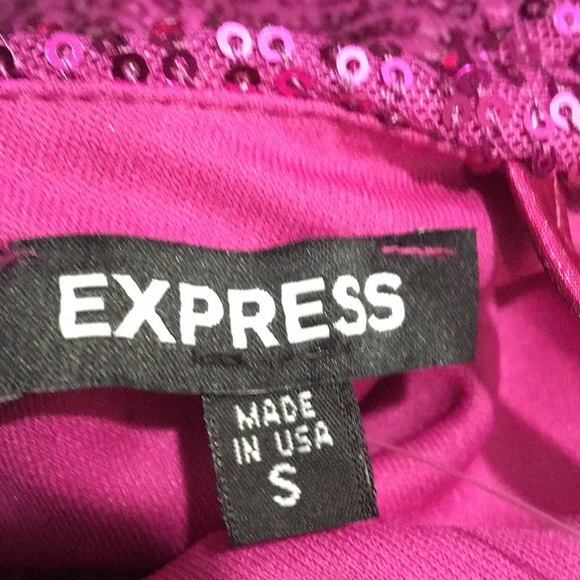 Express NWT Sequin Maxi Dress Neon Berry One Shoulder Side Slit size Small - Picture 8 of 11